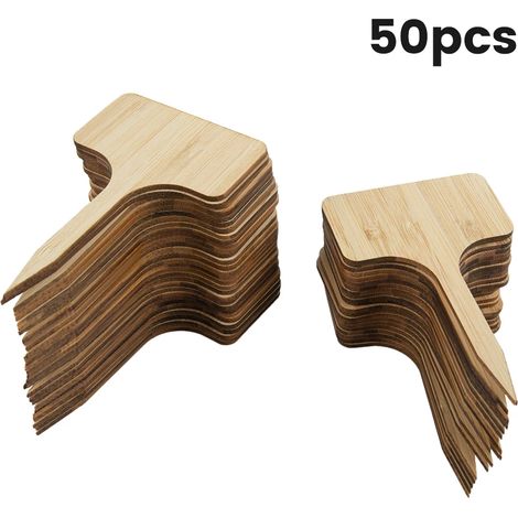 100/50 étiquettes en bois en forme de T pour plantes, idéales pour l'étiquetage des plantes en pot, des herbes aromatiques et des accessoires de pépinière.