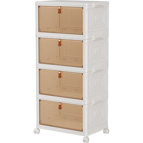 Boîtes de rangement en plastique avec couvercle et couvercle, l/niveau, empilables à étages avec roulettes, paniers de rangement pliables
