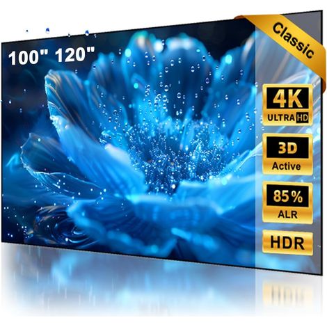 Écran ALR 85% Rejet de la Lumière Ambiante, 100 Pouces, Vidéoprojecteur Ultra Courte Focale, Cadre Fixe 16:9, 4K/8K UHD, Active 3D, Montage Mural, Home Cinéma (1/5)