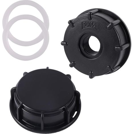 Adaptateur IBC S60 x 6, filetage intérieur 1/2" avec couvercle de réservoir, bouchon de fermeture, tuyau d'arrosage, adaptateur IBC, accessoire pour réservoir d'eau de pluie, valve de tonnelle (1/5)