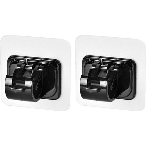 Soporte de fijación negro para barra de cortina, 2 x 66 cm, ganchos de barra de cortina de pared sin perforación y ganchos adhesivos. (1/5)