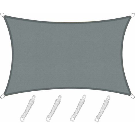 QAZQA Voile d'ombrage Rectangulaire Carré 2.5x3m Color Gris,Toile Imperméable Une Protection des Rayons UV à 95%, pour en Plein air, Jardin & terrasse, Piscine (1/5)