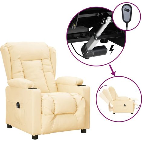 Fauteuil inclinable électrique-Chaise de relaxation-Fauteuil Relax Crème Similicuir 724076 (1/5)