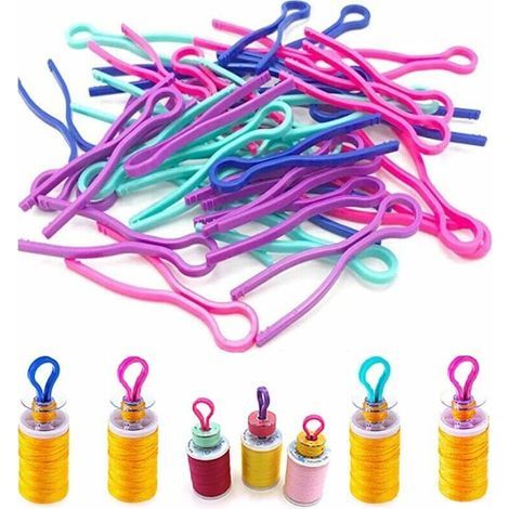 100 pièces porte-canette porte-fil de canette, bobines de fil pinces à canette Bobbin Buddies accessoires de machine à coudre pour tenir en maintenant les queues de fil de canette sous contrôl (1/5)
