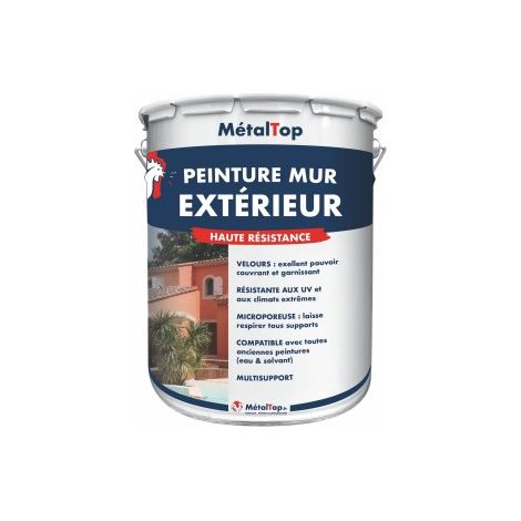 Peinture Mur Exterieur - Pot 15 L - 9007 - Aluminium gris - Metaltop
