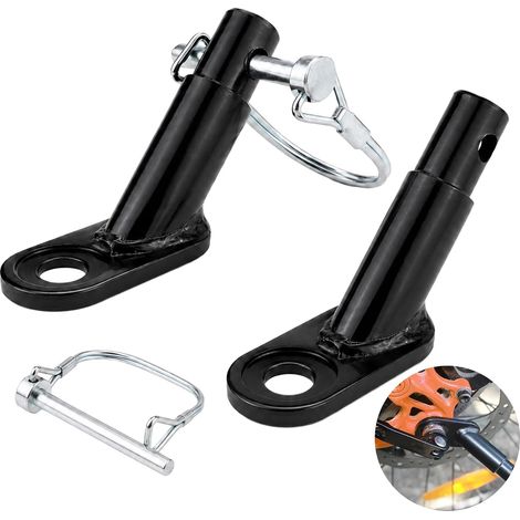 Crochet d’Attelage pour Remorque de Vélo Lot de 2, Attelage Vélo en Métal avec Goupille de Sécurité, Fixation Axe Arrière pour Remorque Enfant Chien Chargement (1/5)
