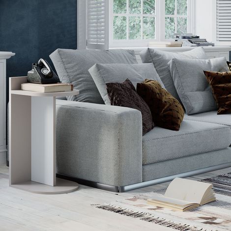 Decortie Dom Modern Beistelltisch Mokka Grau Weiß Mehrzweck mit Kreativität H 60.7cm