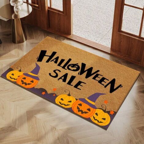 Tapis de porte, tapis d'entrée, tapis antidérapant Halloween, grattoir de porte pour enlever la boue et la saleté - 40 x 60 cm - motif citrouille (1/3)