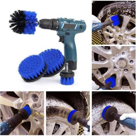 4 Pcs Brosse Perceuse, Brosses à Récurer pour Perceuse électrique, Brosse Rotative Nettoyage pour Tapis Voiture, Outil de Bro (1/5)