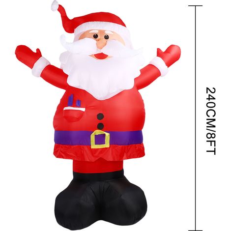 Père Noël gonflable 8FT avec 4 LED – Déco fête cour jardin extérieur vacances, décoration (1/5)