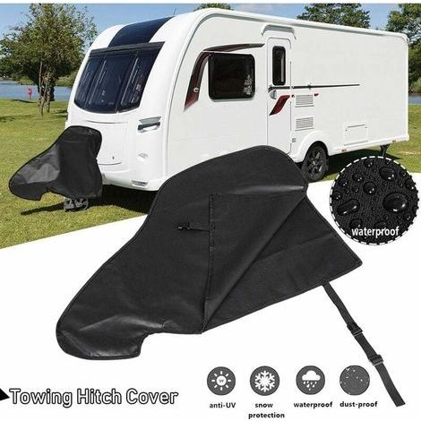 Housse de protection universelle pour attelage de caravane, étanche, respirante, avec sangles (1/5)
