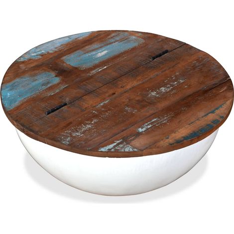 Maison Exclusive - Couchtisch Altholz Massiv Weiß Schalenform