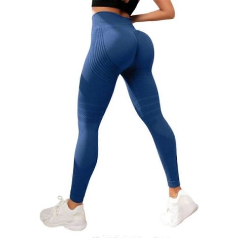 Leggings 3D anti-cellulite taille haute XL bleu-gris, effet push-up et ventre plat, idéaux pour le sport et le fitness (taille XL).