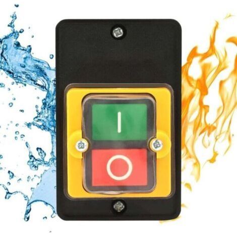 Push Button Switch, AC220V/380V 10A Single Phase/Three Phase Waterproof Power Control Switch with Shell, On/Off Control Button for Machine Tool (1/5)