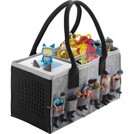 Tonie Toniebox Accessoires de rangement avec figurines de rangement, beaucoup d'espace pour Toniebox Starter Set et Tonies Sac de transport (gris + gris foncé) (1/5)