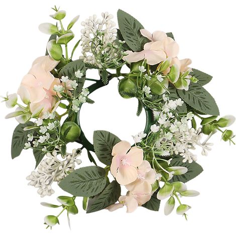 Couronne De Bougie - Hydrangea Artificielle - Support Pour Bougie Pilier - Décor De Table De Mariage Et Événement - 1 Pièce (1/4)