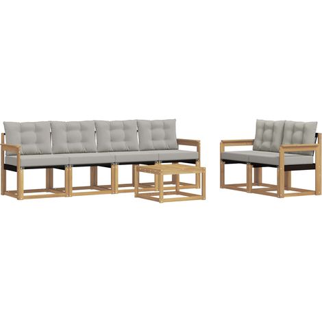Set di divani da esterno 7 pcs Bianco e Grigio Chiaro vidaXL