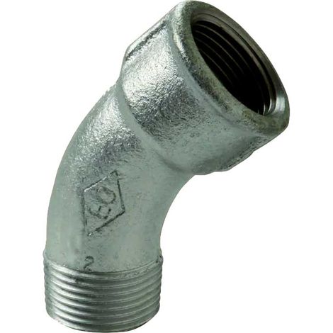 "CURVA A 45° MASCHIO/FEMMINA IN GHISA ZINCATA 1""""1/2"