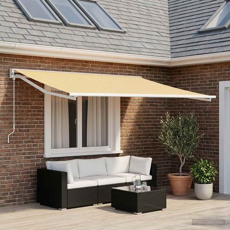 vidaXL Telo di ricambio per tenda da sole Giallo e Bianco 300 x
