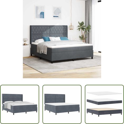 vidaXL Holzrahmen -  Boxspringbett mit Matratze Dunkelgrau 180 x 200 cm Samt (1/5)