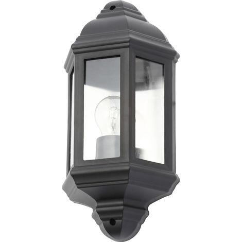 Litecraft Bangor Wall Light Outdoor Traditional Half Lantern Fitting - Black (1/5)