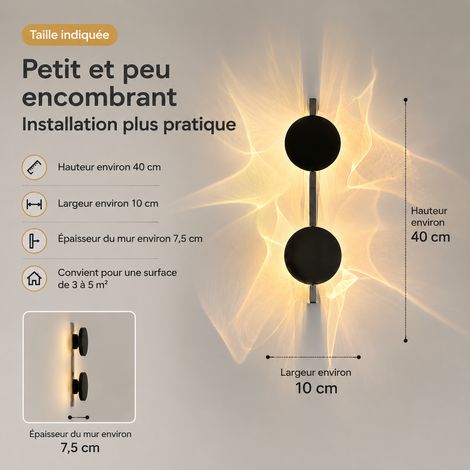 Applique Murale Ondulation d'Eau LED 2W Modèle A tout chromé double tête Lumière chaude 522 g – Livraison gratuite