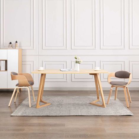 vidaXL Sillas de comedor 2 unidades madera curvada y tela gris taupe (1/5)