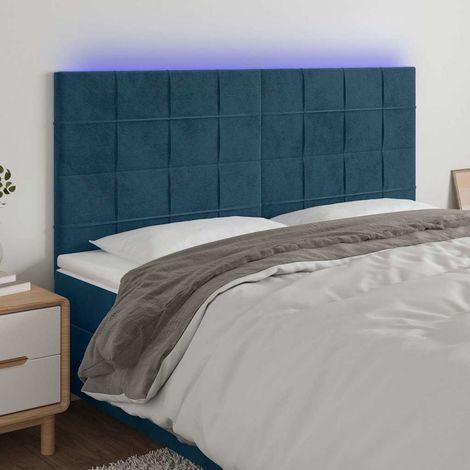vidaXL Cabecero con luces LED terciopelo azul oscuro 180x5x118/128 cm (1/5)