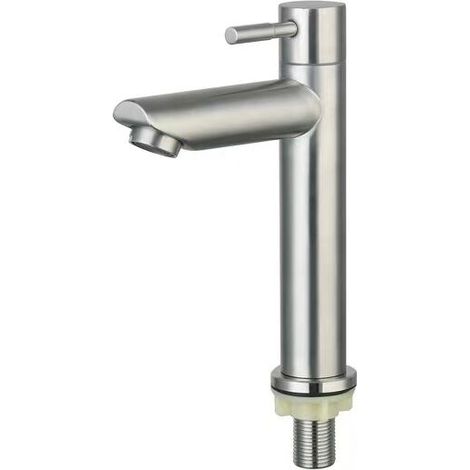 Robinet d'eau froide pour évier de cuisine G1/2 pouces en acier inoxydable Robinet d'évier de salle de bain Robinet d'eau froide simple pour la maison Salle de bain Cuisine