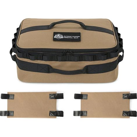Table de camping IGT portable, en acier inoxydable noirci, avec combinaison libre et amovible, réchaud de camping portable.