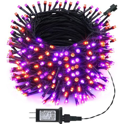 2 guirlandes lumineuses colorées - Lumière solaire chaude et violette (norme américaine)