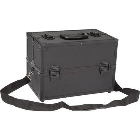 Caisse à Outils PEREL avec Compartiments Amovibles - Serrure à Clé - 360 x 220 x 250 mm - Noire