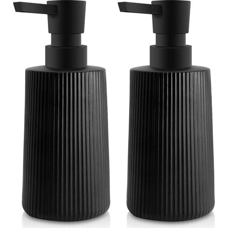 2 Distributeur Savon Verre Noir 250ml Pompe Dosage Précis Pour Salle De Bain Cuisine