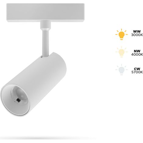 Weißer Schienenstrahler 10W DG10 für SLIM TRACK und FiberFLEX Schienen 48VDC 3CCT 3000K, 4000K, 5700K (1/5)