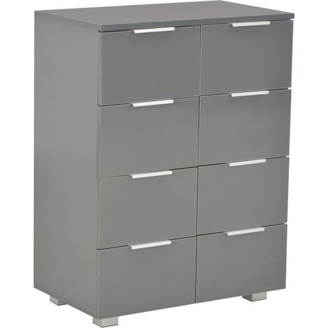 Buffet Commode Armoire Luxueux, pour Salon Chambre Entrée Cuisine, Gris brillant 60x35x80 cm Aggloméré OIB1968E (1/5)