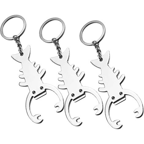3pièces Ouvre-bouteille Porte-clés Homard Métal Outil de Bar pour Bières et Boissons Pratique pour Barbecues et Pique-niques (1/5)