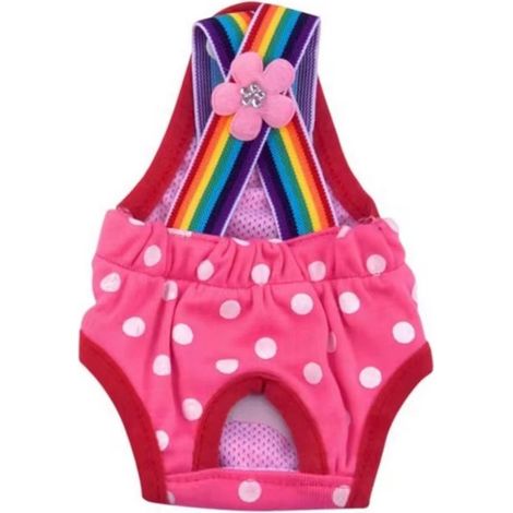 Pannolini termici per cani - Taglia XS/S - Tuta intera rosa arcobaleno - Pannolino per cani - Lavabile - Mutandine per cani - Mutandine per cagnoline - Mutandine per incontinenza canina
