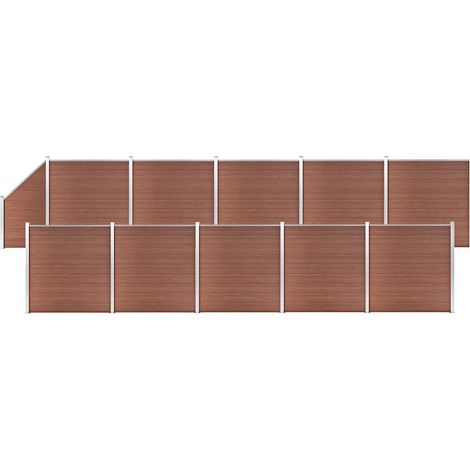 vidaXL Ensemble de clôture WPC 10 Carré + 1 Incliné 1830x186 cm Marron (1/5)