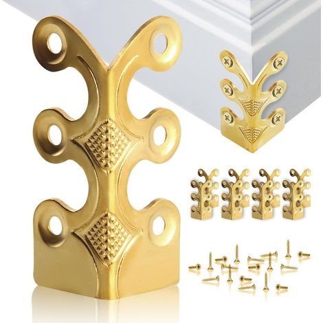 Protezioni angolari in ottone massiccio per zoccoli, 8 pezzi, protezioni angolari per armadi/scatole/mobili/mensole/tavoli (1/4)