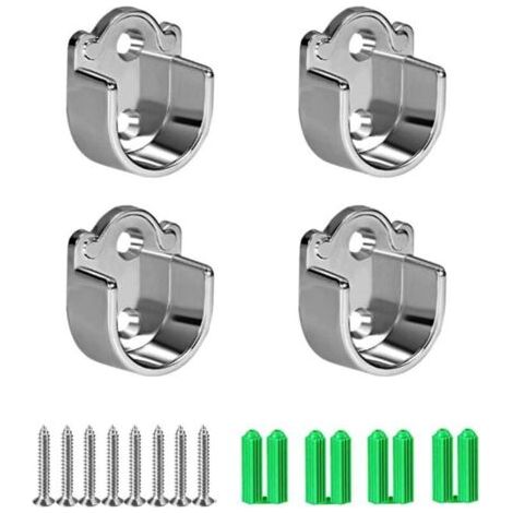 Supports de tringle de suspension ronds en alliage de zinc, supports de tube de placard en forme de U (25 mm)