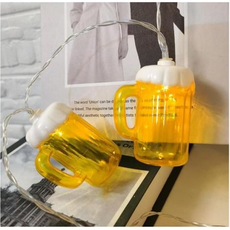 Guirlande Lumineuse - Chope A Biere - 10 LED - 1,5 M - Fonctionne Avec Piles - Decoration Exterieure Et Interieure - Lot De 1 (1/5)