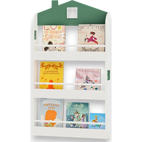 Libreria GINGER HOME a Forma di Casetta per Libri e Giochi, 3 Ripiani, 60×12×106 cm (1/5)