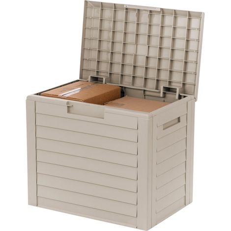 Boîte de rangement d'extérieur verrouillable et résistante aux UV, résistante aux intempéries pour coussins, outils de jardin et fournitures de piscine, résine imperméable, design durable (1/5)