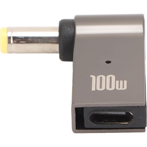 Adaptateur Secteur PD USB-C Femelle vers DC 100W Alliage Aluminium Coude pour Ordinateur Portable 5.5x2.5mm (1/5)