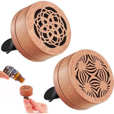 Set mit 2 Mini-Duftdiffusoren aus Holz, Aromatherapie-Duftdiffusoren, Auto-Duftdiffusoren, geeignet für Innenräume wie Auto, Wohnzimmer und Büro (1/5)