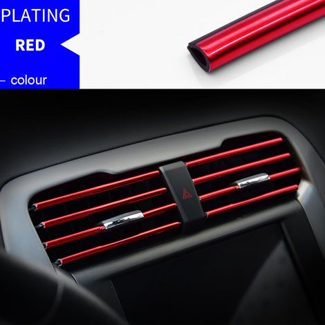 Garniture De Sortie D'Aération Automobile - Bande En U En PVC Chromé - Pour Grilles Droites - Longueur 20 Cm - Couleur Rouge - Lot De 10 (1/3)