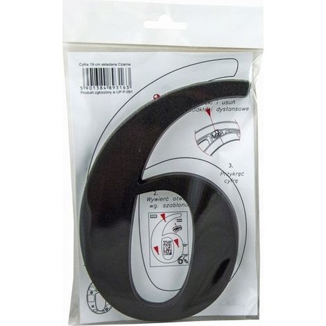 Numero civico 6 o 9, nero, 19 cm