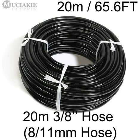 Tuyau d'arrosage en PVC noir 8/11 mm (Dx AB366C x 20 m) pour l'irrigation goutte à goutte en agriculture et en serre. (1/5)