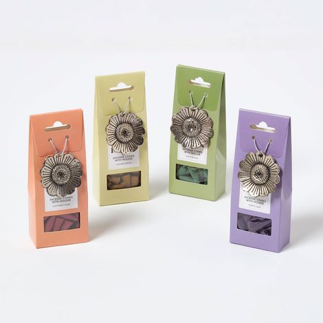 HOMESCAPES Coeur de Fleur Incense Cone Gift Set with Iron Flower Holder (1/5)