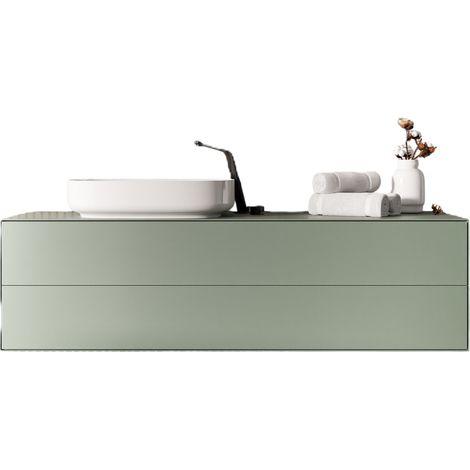 BERNSTEIN - Mueble de baño verde jade mate, 140x50x45 cm (largoxanchoxalto), 2 cajones deslizantes - MILOU140 Verde jade mate